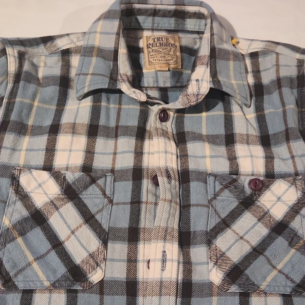 True Religion Men's Blue Plaid Shirt